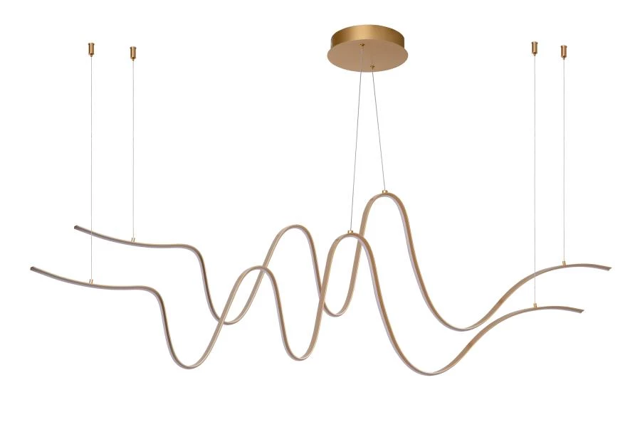 Lucide Premium LAMBADA - Pendant light - LED Dim. - 2x55W 2700K/3200K - Matt Gold / Brass - turned off